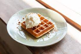 Crispy Waffles with Vanilla Ice Cream & Maple Syrup