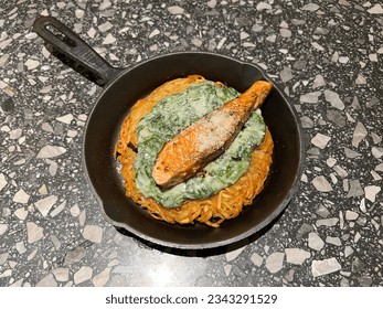 Crispy Potato Rösti with Garlic Spinach